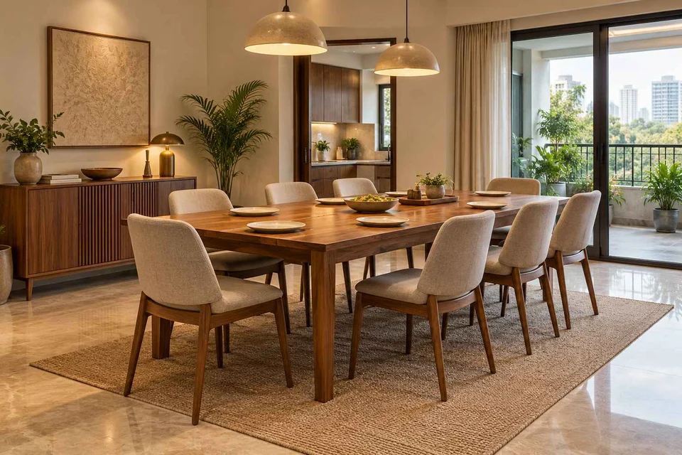 AI-generated dining-room concept: family-table dining, everyday family supper direction