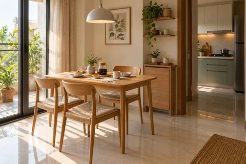 AI-generated dining-room concept: family-table dining, morning breakfast rhythm direction
