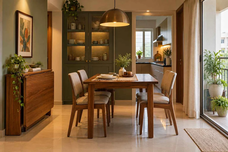 AI-generated dining-room concept: family-table dining, weekend craft-to-meal reset direction