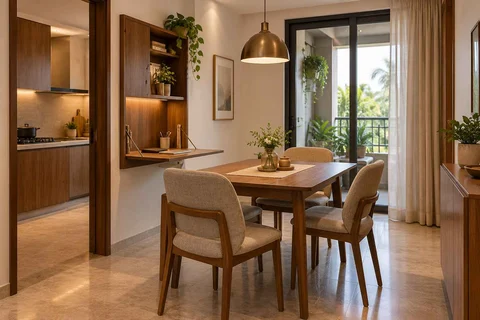 AI-generated dining-room concept: family-work dining room, visiting-parents meal direction