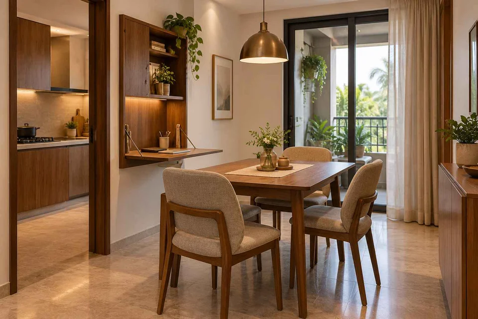 AI-generated dining-room concept: family-work dining room, visiting-parents meal direction