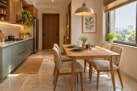 AI-generated dining-room concept: kitchen-table dining room, homegrown herb table direction