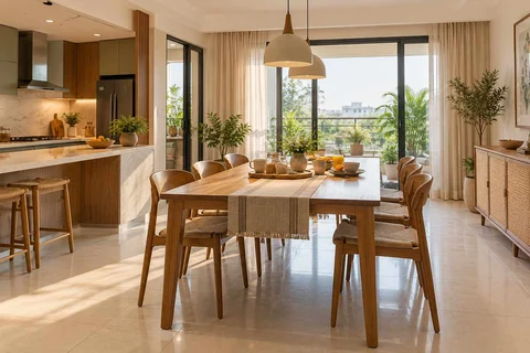 AI-generated dining-room concept: kitchen-table dining room, morning breakfast rhythm direction