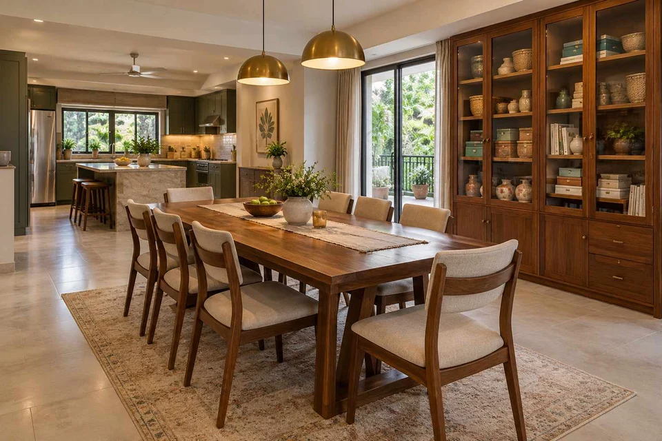 AI-generated dining-room concept: kitchen-table dining room, weekend craft-to-meal reset direction