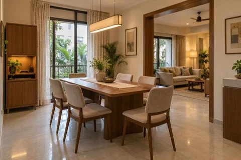 AI-generated dining-room concept: linked-room dining, work-from-home reset direction