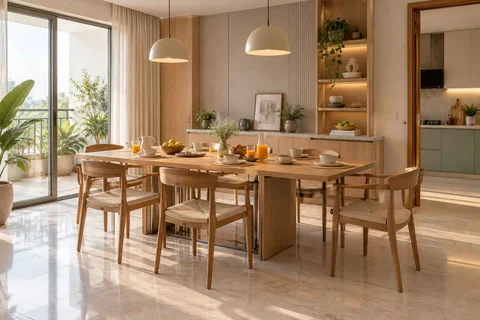 AI-generated dining-room concept: sideboard dining room, morning breakfast rhythm direction