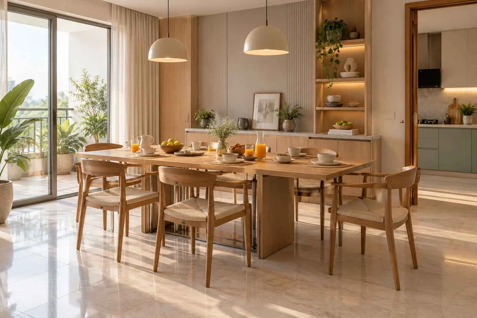 AI-generated dining-room concept: sideboard dining room, morning breakfast rhythm direction