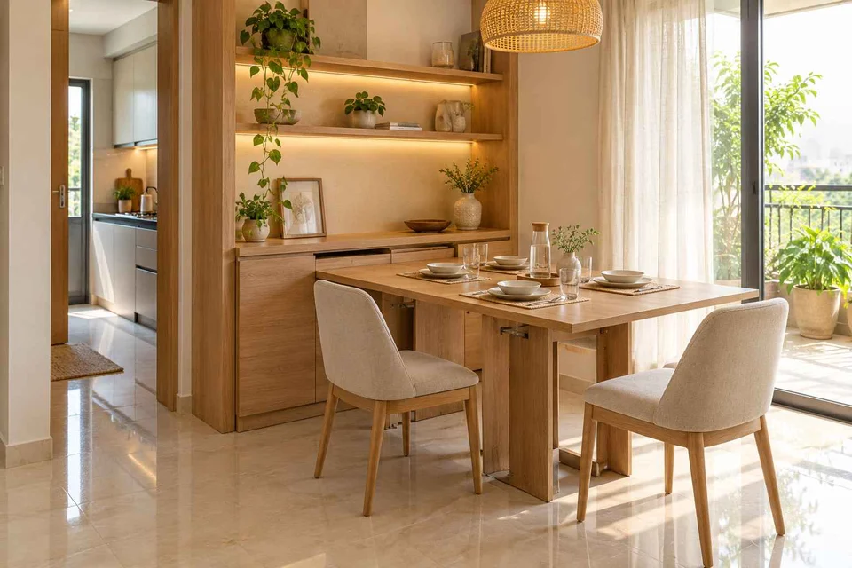 AI-generated dining-room concept: sideboard dining room, summer-airiness dining direction
