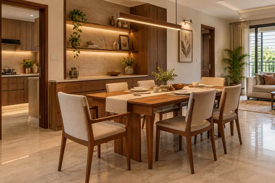 AI-generated dining-room concept: sideboard dining room, visiting-parents meal direction