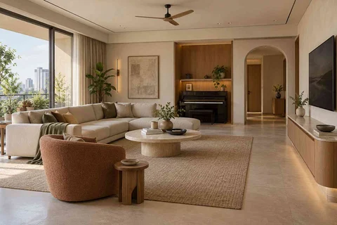 AI-generated living room design concept: quiet music lounge, quiet contemporary direction