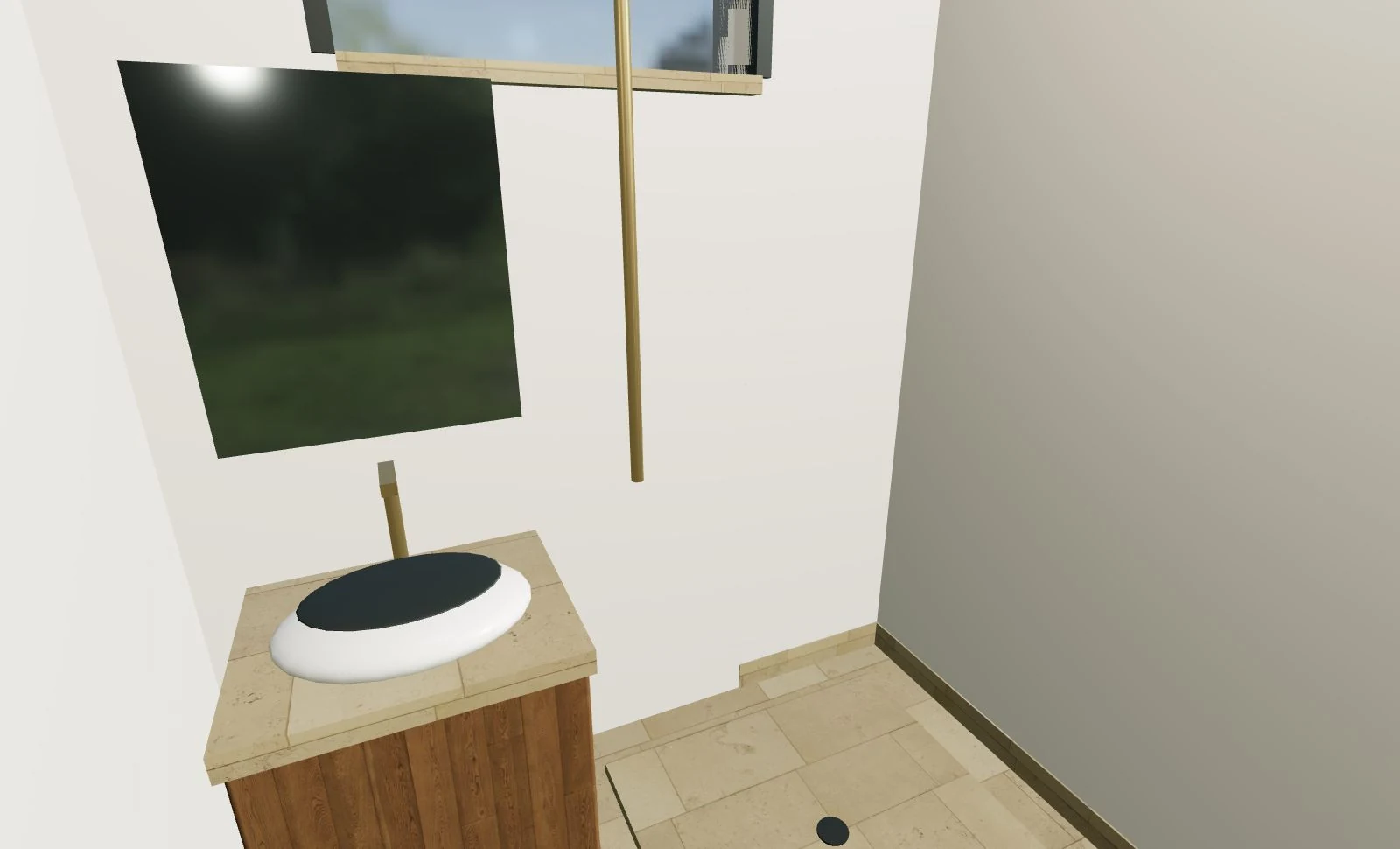 Rendered P01.1 en-suite bathroom, captured from the same 3D scene as the public walkthrough